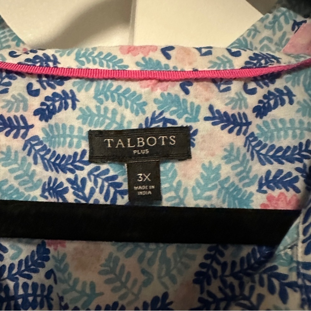 Talbots Floral Ferns Classic Cotton Button Up Shirt Size 3X - Picture 3 of 9
